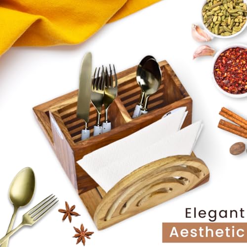 Image of CARTADEN Utensil Caddy Stand /Picnic Cutlery Holder /Silverware Caddy for Countertop / /Flatware Organizer /Spoon Fork Napkin Holder /multi-pose Organizer for Kitchen Office Bathroom Bedroom
