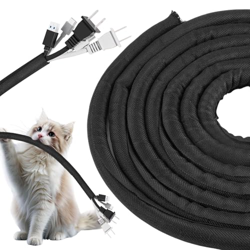 13mm x 3m Expandible Trenzada Funda Cables, Proteja Al Perro Gato de Los Cables de Masticación, Manguito de Cable Auto-Cierre, Cubre Cables Organizador Manguito, Auto-Cierre Ocultar Organizador Cable