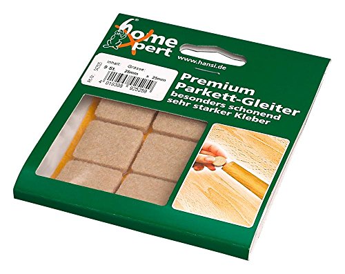 Home Xpert 9er Set Parkettgleiter PREMIUM, Filzgleiter, Möbelgleiter, Stuhlbeingleiter, stark selbstklebend, 25 x 25mm, hellbraun, Made in Germany Cover