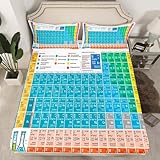 Erosebridal Periodic Table Bedding Set of Chemistry Elements Colourful Fitted Sheet Lightweight Bedroom Decoration Educational Science Students Class Image Sheet Set Twin for Kids Boys Girls Teens