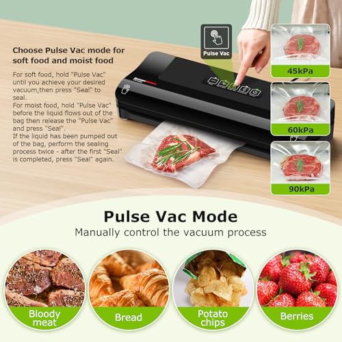 image for Bonsenkitchen Vacuum Sealer, Multi-Functional Food Sealer with 5 Vacuu