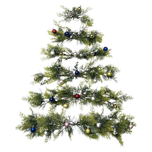 Christmas Tree Wall Decoration | Artificial Wall Hangable Christmas Tree Branches 6x Christmas Trees with Bells, Handmade Wall Mounted Christmas Trees for Indoor Home Wall Decor