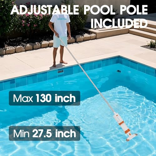 Image of Cordless Pool Vacuum-True Powerful Suction 18.9GPM, 100inch, 1H Runtime, 25m Fluff Ultra Fine Filter,Handheld Rechargeable Hot Tub Cleaner with Poles for Above Ground&Inground Pool