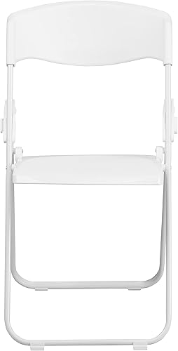Miniatura 10 de Flash Furniture HERCULES Series - Silla plegable de plástico blanco resistente de 500 libras con soportes integrados