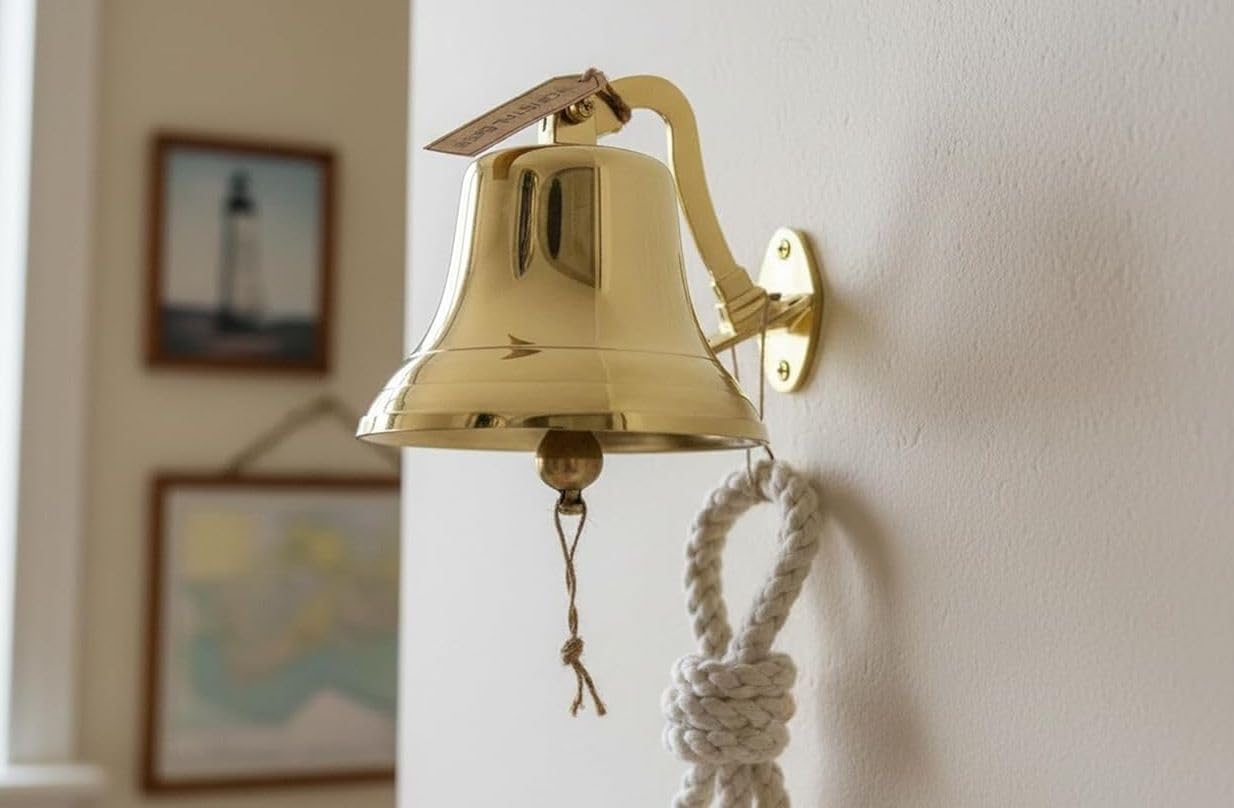 Imitazione 7 pollici Full Brass Nave Campana Con Staffa - Porta Campana Home Decor