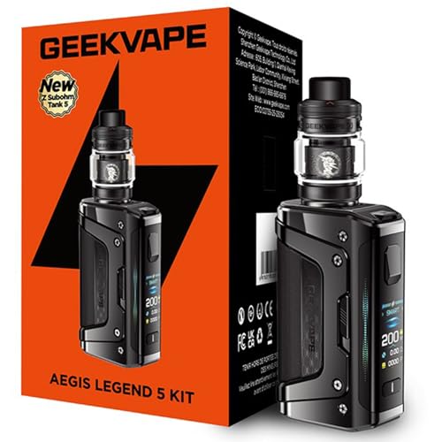 GEEKVAPE Aegis Legend 5 Kit (Z sub ohm tank 5 Version) 200W TC Box Mod (Battery Not Include) Vape with 7ml Atomizer Vaper Z XM Coil (0.2/0.4Vaporizer No Nicotine