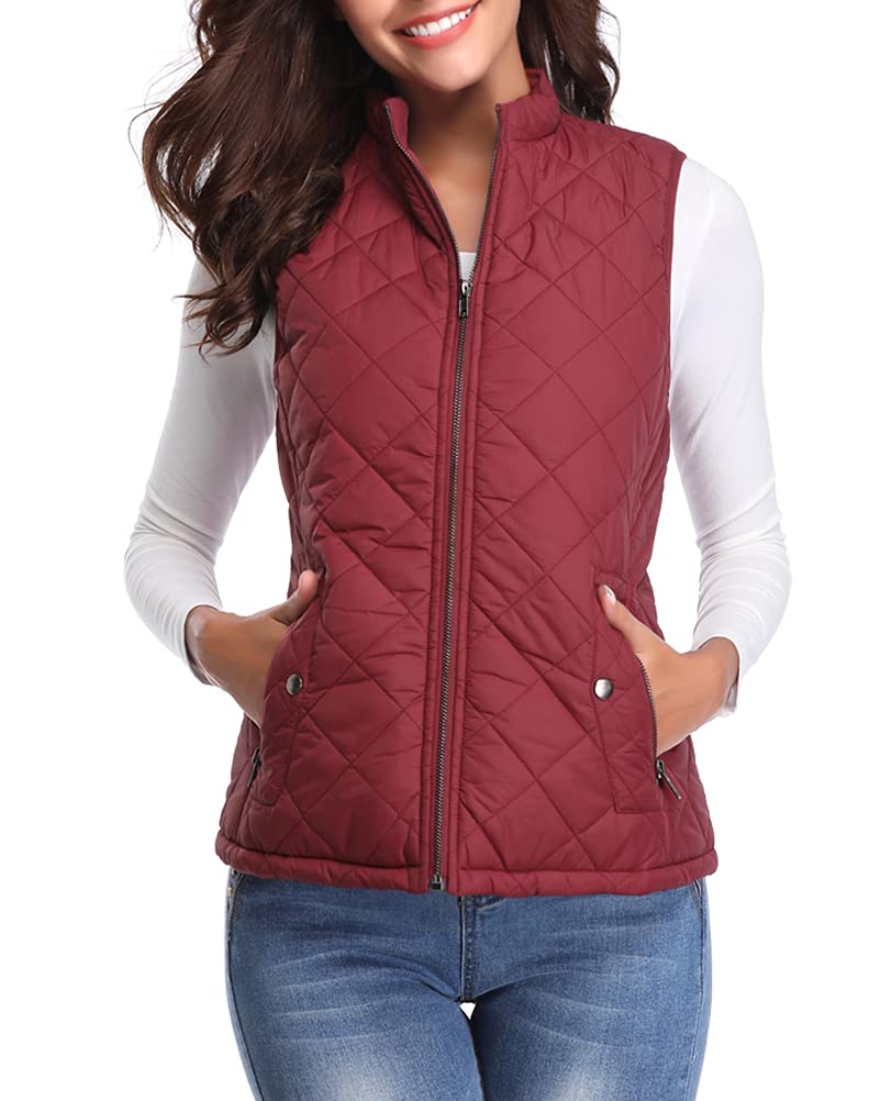 fuinloth Gilet Donna Smanicato Invernale Panciotto Dritto Collarei Giacche Ultraleggeri Senza Maniche Giacca con Tasca con Cerniera