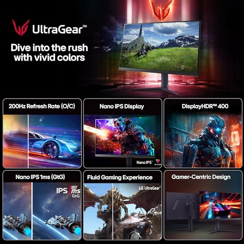 Image of LG 27GS85Q Ultragear Gaming Monitor, 27 inch, QHD, 2560 x 1440, Nano IPS, 1ms (GtG), 180Hz, NVIDIA G-SYNC Compatible, AMD FreeSync, HDR 400, Tilt /Height /Pivot Stand, HDMI, DP, HP Out, Black