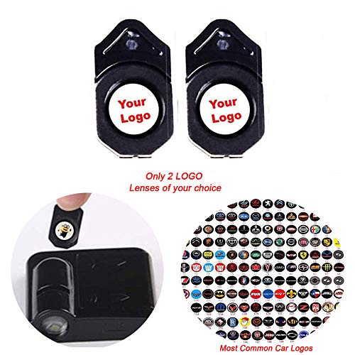 MIVISO 2 Piezas Reemplazar inserciones de película Diapositivas de inalámbrico Puerta del automóvil Paso Cortesía Luces de bienvenida (LOGO de coche común, MINI, ALFA?