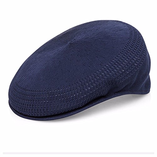 90210 Wholesale Men's Cap Mesh Flat Ivy Cap Newsboy Hat Vent-air Cabbie Golf Hiking Fishing Driving (Navy, S/M)