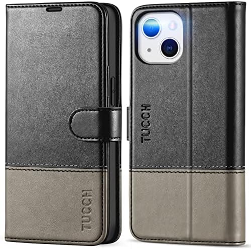TUCCH Wallet Case for iPhone 13 (6.1") 2021 5G, PU Leather Case with RFID Blocking Card Slot Kickstand[Shockproof TPU], Magnetic Protect Book Flip Folio Cover Compatible with iPhone 13, Dark Blue