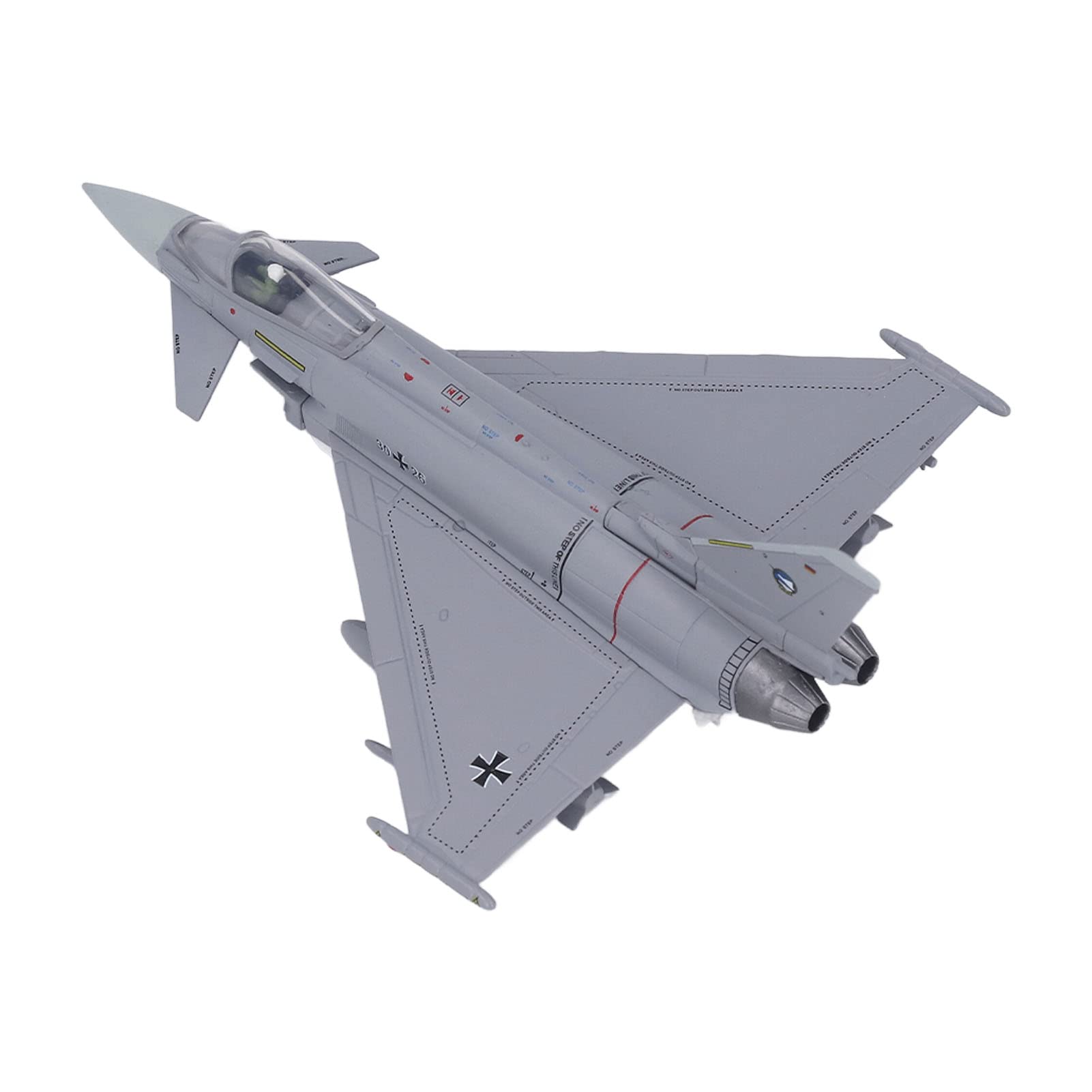 Modello di Aereo, Aereo da Caccia Eurofighter Typhoon EF2000 in Scala 1:100, Modello di in Lega con Espositore per la Decorazione della Tavola dell'ufficio Domestico da Collezione