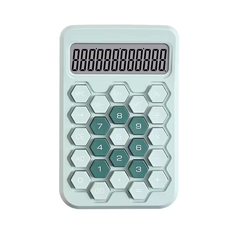 Image of Colorful Candy Mechanical Calculator - Cute 12 Digit Large LCD Display, Big Round Button, Easy to Press - for School, Office, Business, Home - Automatic Sleep (Multi-Color) (Design-4)