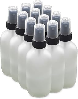 The Bottle Depot - 12 Pack - 4 oz Glass Spray Bottle - Clear Frosted - 22-400 Neck Finish - Boston Round Bottles - UV Rays...
