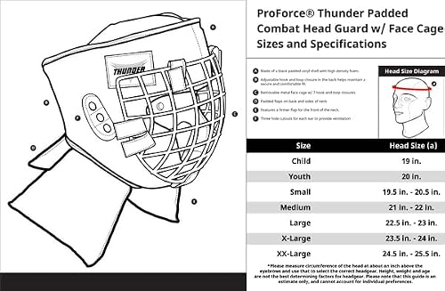 ProForce Thunder Padded Combat Head Guard with Face Cage - Large - Thumbnail 2