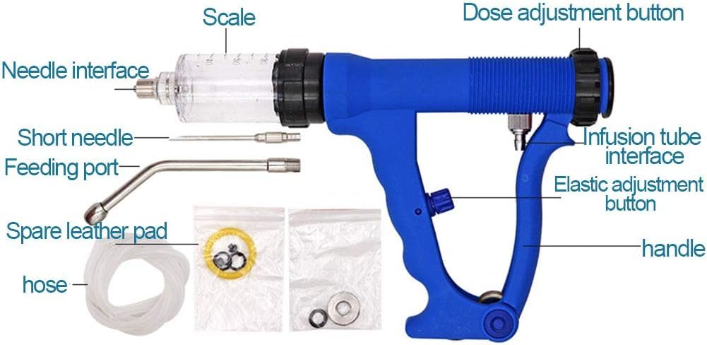 My-1 Siringa Continua per Animali 2 in 1, Pistola dosatrice Automatica da 50 ml per bovini caprini suini Bestiame