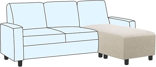 Funda combinada con cojín de asiento otomano y sofá, funda rectangular para sofá, longitud de 56 a 75 pulgadas, adecuada para funda de cojín de