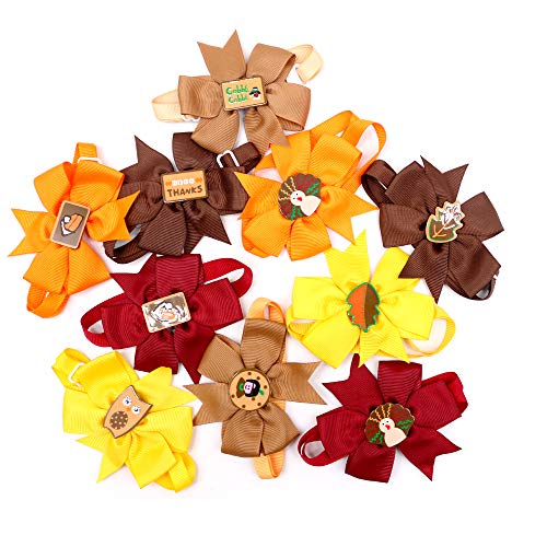 Masue Pets Thanksgiving Dog Ties Bowties For Fall Pet Ties Brown Orangeturkey Leaf Dog Neckties Dog Bow Tie Collar Holidays Dog Ties Dog Grooming Accessories (Bow Ties) #TOP3