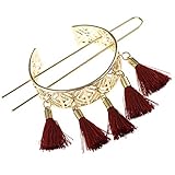 2 Pcs Vintage Hair Stick Alloy Hair Cuff Hair Bun Cage Hair Pin Ponytail Holder Hair Accessories with Tassel Pendants for Women and Girls