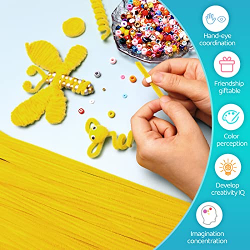 Image of IOOLEEM 200pcs Yellow Pipe Cleaners Bulk for Crafts | Chenille Stems for DIY Flower Making & Festival Decor & Party Projects, Pipe Cleaner Crafts, Art and Craft Supplies