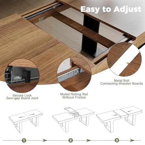 Image of 71-87 Inch Extendable Dining Room Table, Rustic Wooden Kitchen Table 6-10