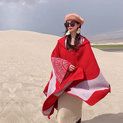 Chinese ethnic style shawl, women's large Pashmina cape, shawl, women's patterned color matching scarf, shawl3