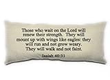 GRATEFUL LIFE Creations - Those Who Wait on the Lord Isaiah Handmade Lumbar Pillow Pillow Cushion Cover| Decorative Throw Pillow for Home Décor | 7H x 16W - Beige| Made in the USA