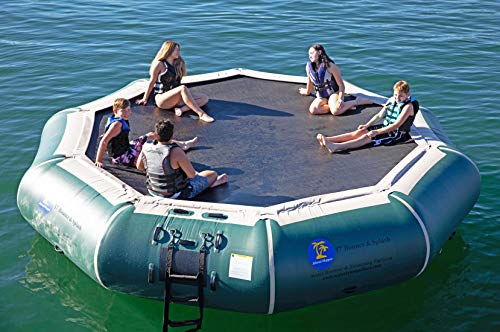 Island Hopper 17' Bounce N Splash Padded Water Bouncer Natural Green – Durable Inflatable...