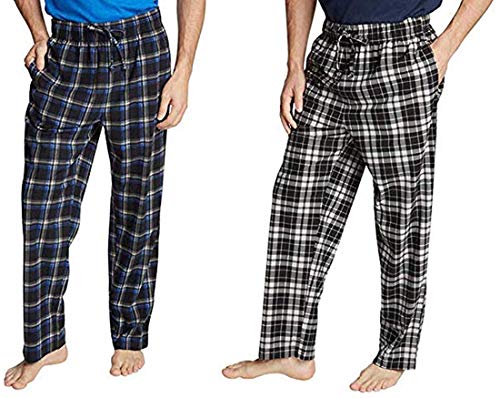 Nautica Men's Sueded Fleece Pajama Pants 2 Pack (XX-Large, BlackBlue-Plaid)