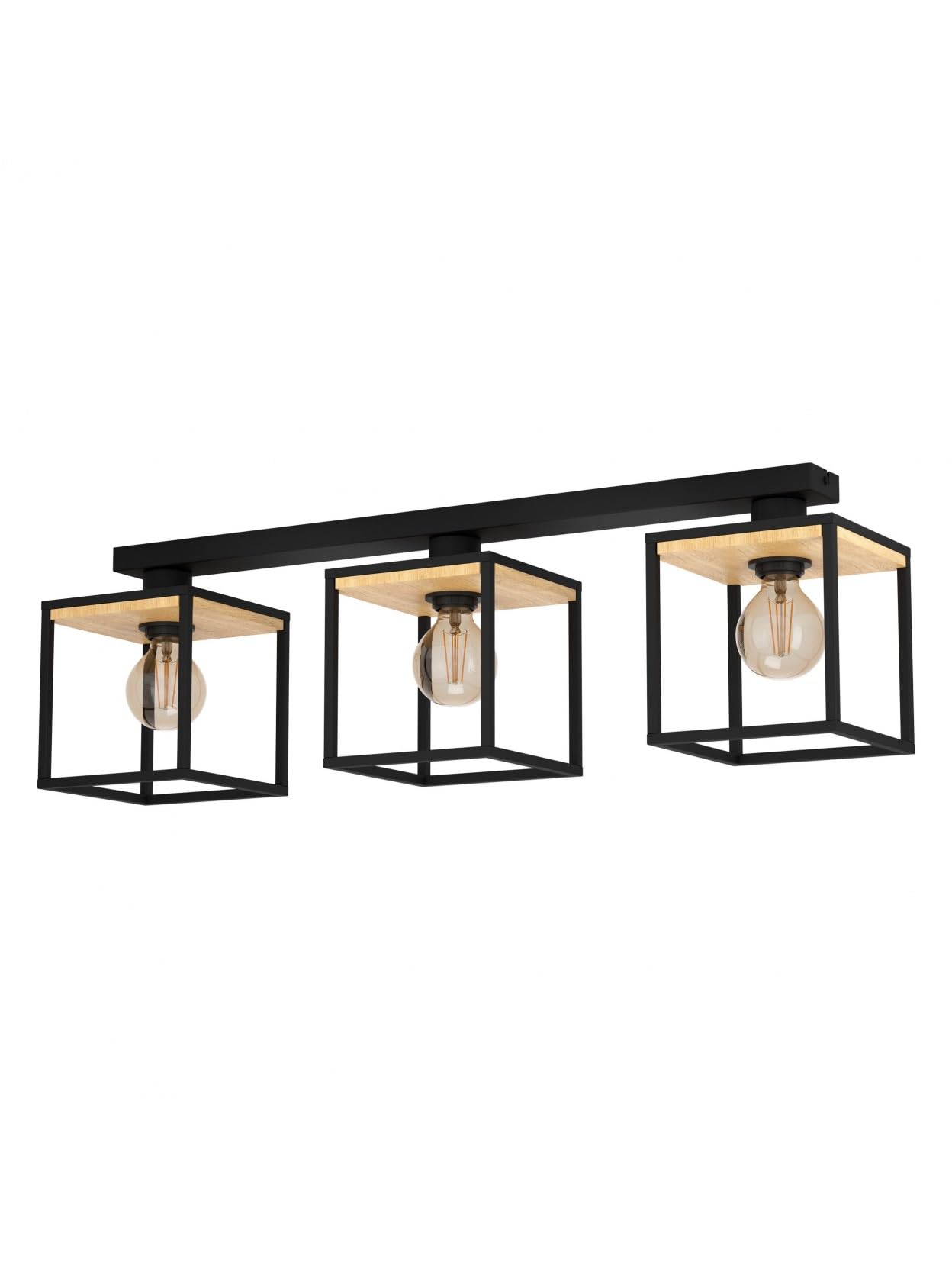 Plafonnier moderne vintage bois et noir GL0034 chaleureux pour chambre d'enfant