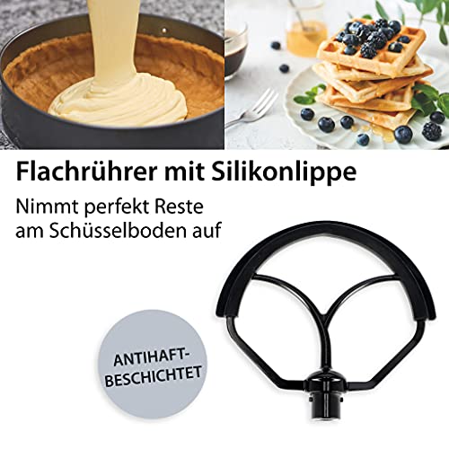 ADE Küchenmaschine mit 5 L Edelstahlschüssel | inkl. Zubehör | 1200 W | schwarz – Bild 6