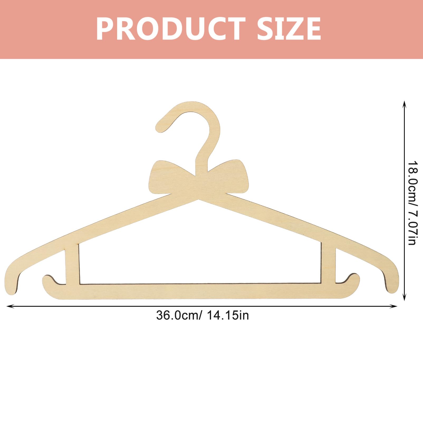 TIDTALEO Wooden Clothes Hanger with Bow Design and Smooth Finish for Nursery Organization Moms and Showers