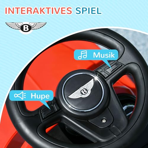 AIYAPLAY Bentley Bentayga Rutschauto, Rutscherfahrzeug mit Hupe und Musik, Kinderfahrzeug, Kinderauto mit Kippschutz für Kinder 1,5-3 Jahre Rot 67 x 29 x 39 cm – Bild 5