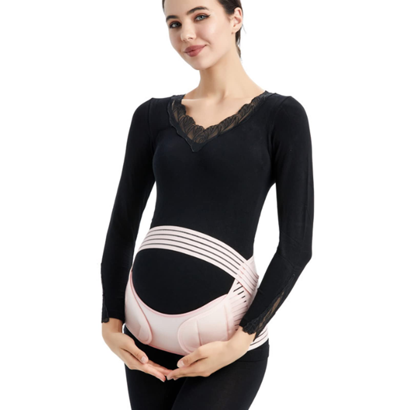 BATLAM 3-in-1-Bauchbänder für Schwangere, Schwangerschaftsstützbandage, atmungsaktive und verstellbare Mutterschaft (PINK, M, L, XL, XXL)