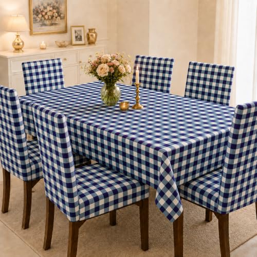 Image of Cloth Fusion Dining Table Cover with 6 Chair Covers, 6 Seater Table Cloth | Table cover and every chair cover in one matching print; 4-way stretch chair covers; 6 designs; washable, not PVC