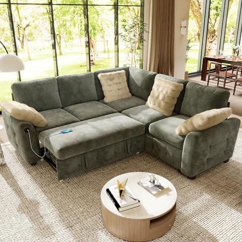 Image of Hanherry 83 Inch Sectional Couch with Pull Out Sofa Bed