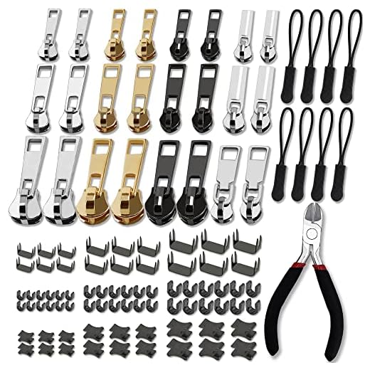 105-Piece Universal Zipper Repair Kit with Pliers