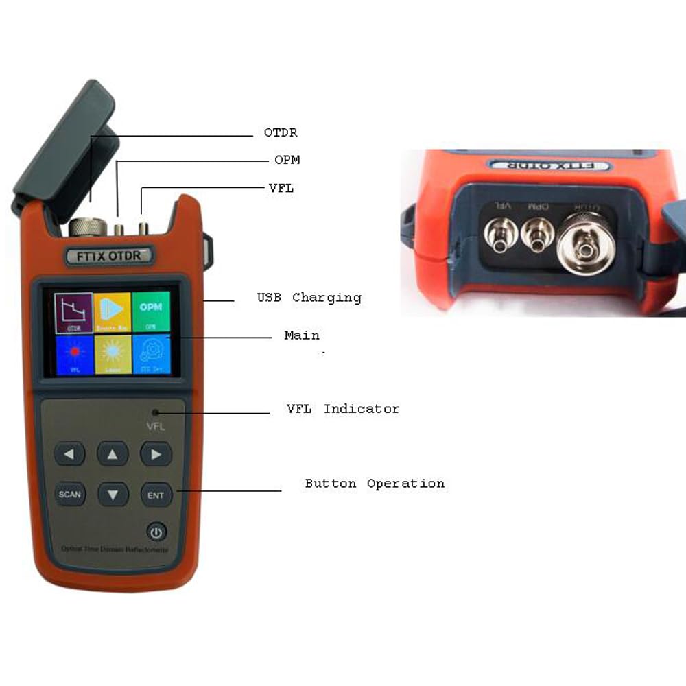 Mini OTDR à fibre optique avec OPM intégré, localisateur visuel de défauts, testeur, 60 km, OLS, VFL Pour centres de données