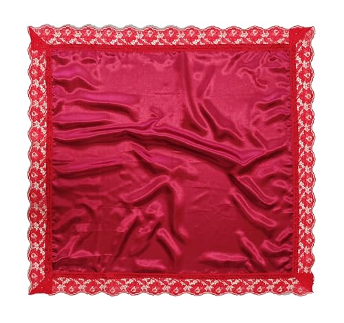 Women's Church Lap Scarf with Lace Trim, 26 Inch Silk Feel Cover,Handkerchief for Skirts Church Office4