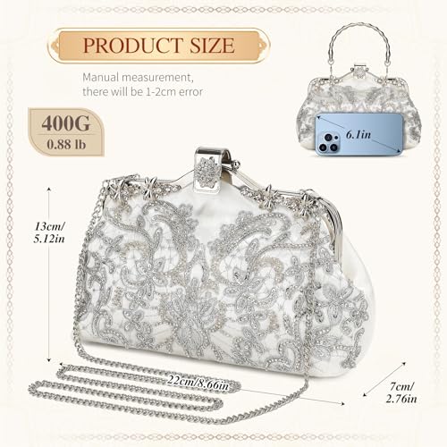 Image of UBORSE 1920s Vintage Clutch Purse Beaded Evening Bag for Women Formal Bridal Sequin Handbag Clutch for Wedding /Prom /Cocktail | 1920s