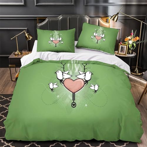 Housse de couette oiseau d'amour microfibre zippée lit 2 personnes - 4