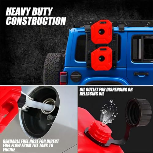 Image of Universal 5 Liter Fuel Jerry Can With Clamp and Cap For Motorcycle | Fuel Container Heavy Duty construction for Petrol /diesel /kerosene Storage (Red)
