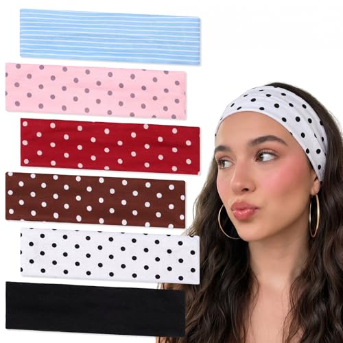 VOBOBE 6 pcs Bandeau pois femme non-glissant élastique sans nœud