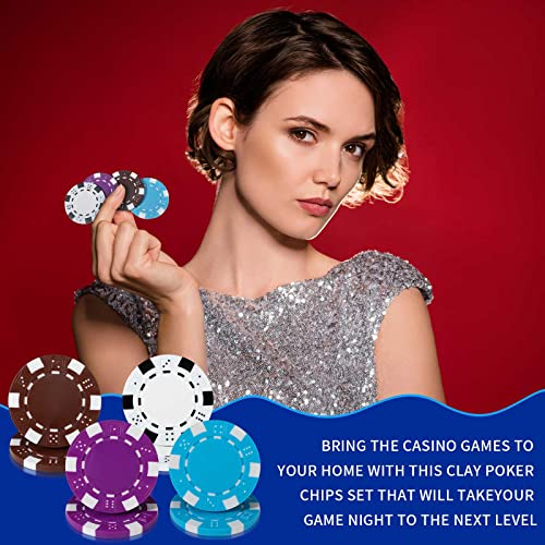 Jerify 300 Pieces Game Poker Chips Set Mini Composite Dice Striped