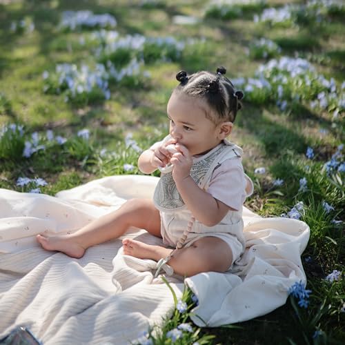 Image of mushie Muslin Baby Swaddle Blanket | 100% Organic Cotton (Cherries)