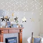 BEISHIDA Silver Star Hanging Swirl Decorations,Hanging Silver Party Supplies for Graduation Wedding Baby Shower Decorations, Pack of 15 - Image 5