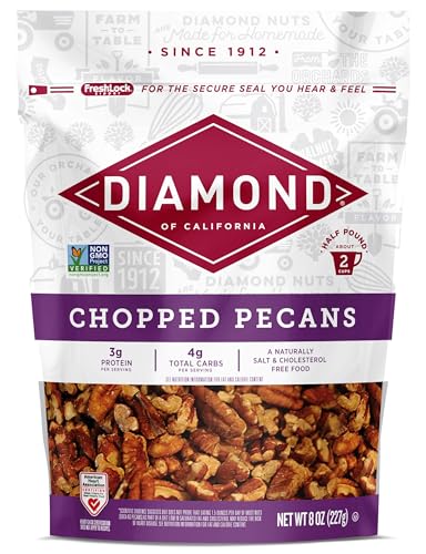 Image of Diamond of California Chopped Pecans for Baking, Snacking and Salads, 48oz Total / 8 oz. Each (6 Pack)