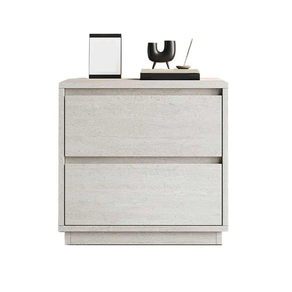 Table de chevet en bois blanc de style minimaliste avec double tiroir compact