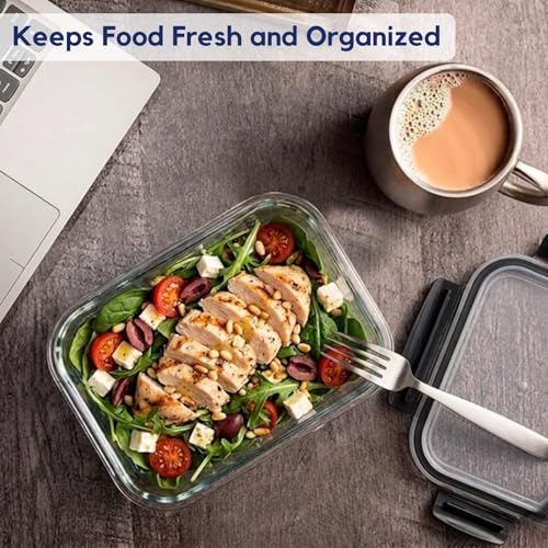 Image of GO STORE Airtight Container for Fridge Organizer | Set of 3 (S-300 ml | M-800 ml | L-1200 ml) Plastic Leakproof Storage Boxes Set Durable Odor Free, BPA Free for Vegetables, Kitchen (Black)