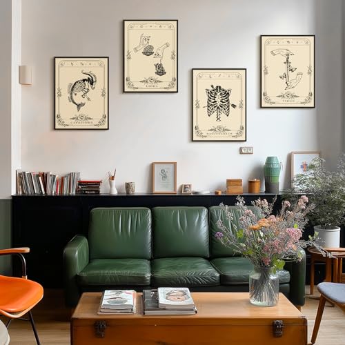 SERIMINO Witchy Framed Wall Art, Virgo Tarot Canvas Prints Paintings, Horoscope Dark Academia Home Decor Aesthetic, 16x24inch Gothic Wall Decor for Room